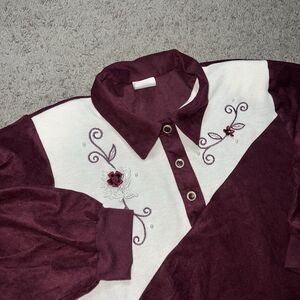 Vintage 80s GW Division of Graff embroidered collared Women Petite Medium Flower